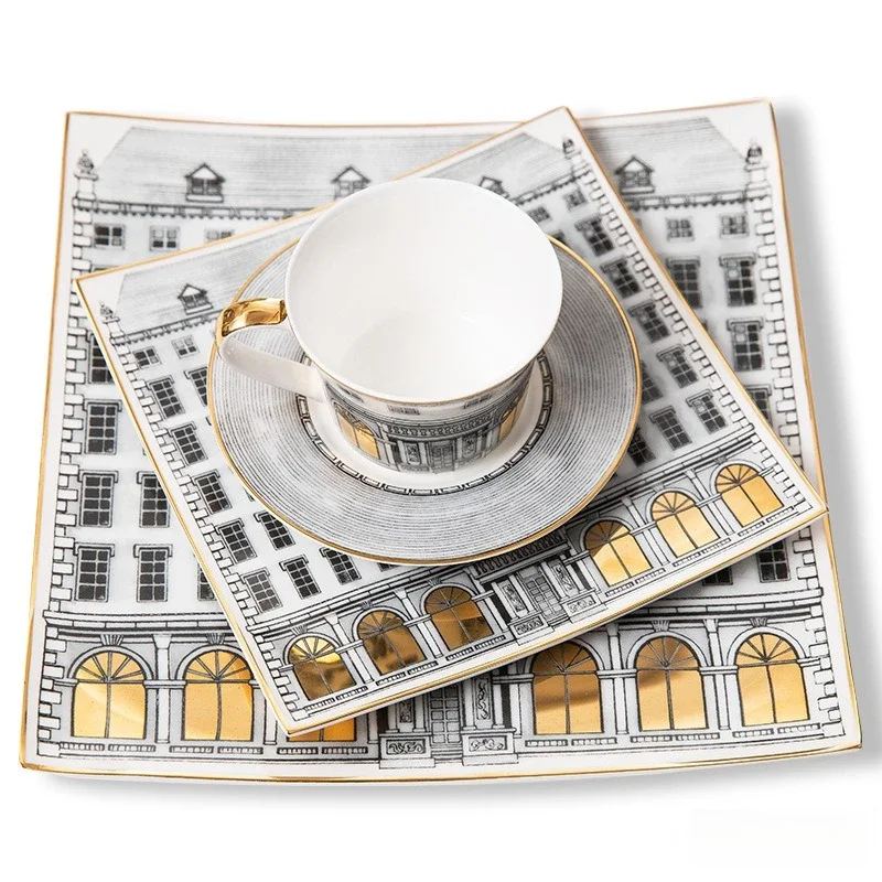 

Restaurant Steak Steak Bone Porcelain Plate Coffee Tea Cup Plate Ceramic Plate Meal Cloth Knife and Fork