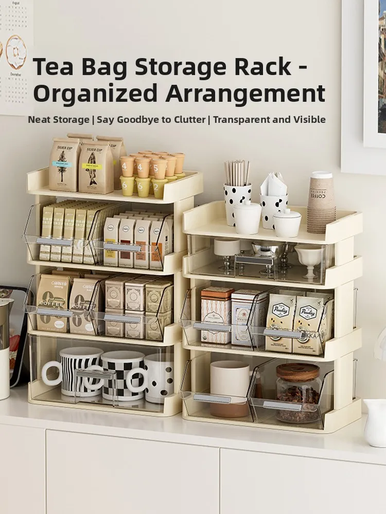 

Modern Housewife Desktop Organizer Box Tea Bag Coffee Snack Storage Rack Drawer Style Multi-layer Miscellaneous Item Arrangem...