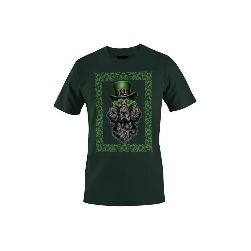 

St Patricks Day Dog with Shamrock Glasses and Green Hat Men's T shirt
