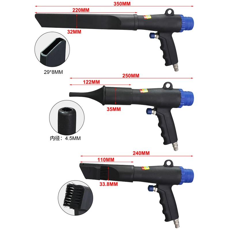 Air Vacuum Blow Gun 2 In 1 Blowing Vacuum Cleaner Pneumatic Dust Suction Vacuum Cleaner Tools Duster Energy-saving Pistol Type