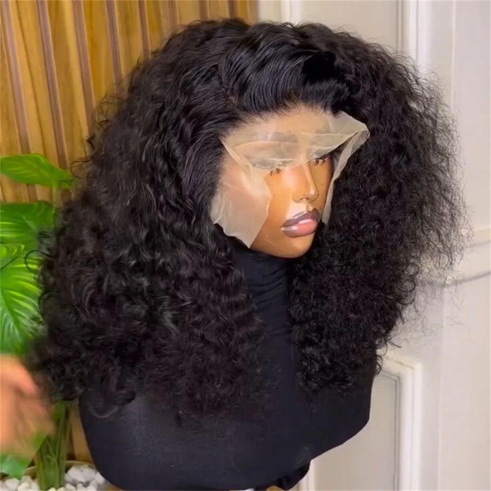 Parrucca lunga 26 pollici morbida 180 densità prepizzicata nera crespa capelli ricci per le donne parrucca naturale dell'attaccatura dei capelli sintetica con i capelli afro del bambino