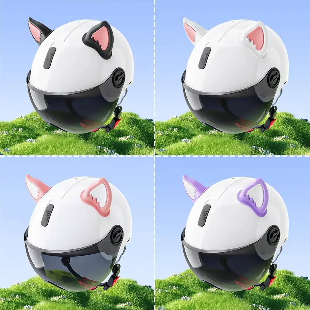 2Pcs Cat Ears Helmet Decoration Motorcycle Electric Stickers Decor Cute Multicolor Motorcycle Helmets Accessories Universal