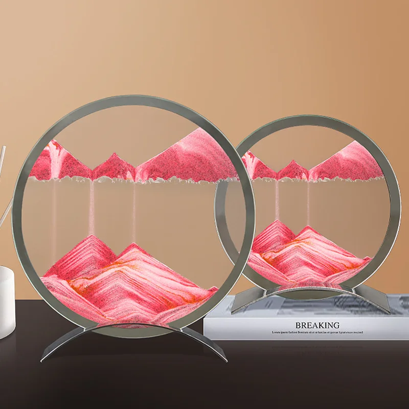 

Home 3D Mirror Flowing Sand Painting Crafts Desktop Home Office Birthday Gift Hourglass Ornament