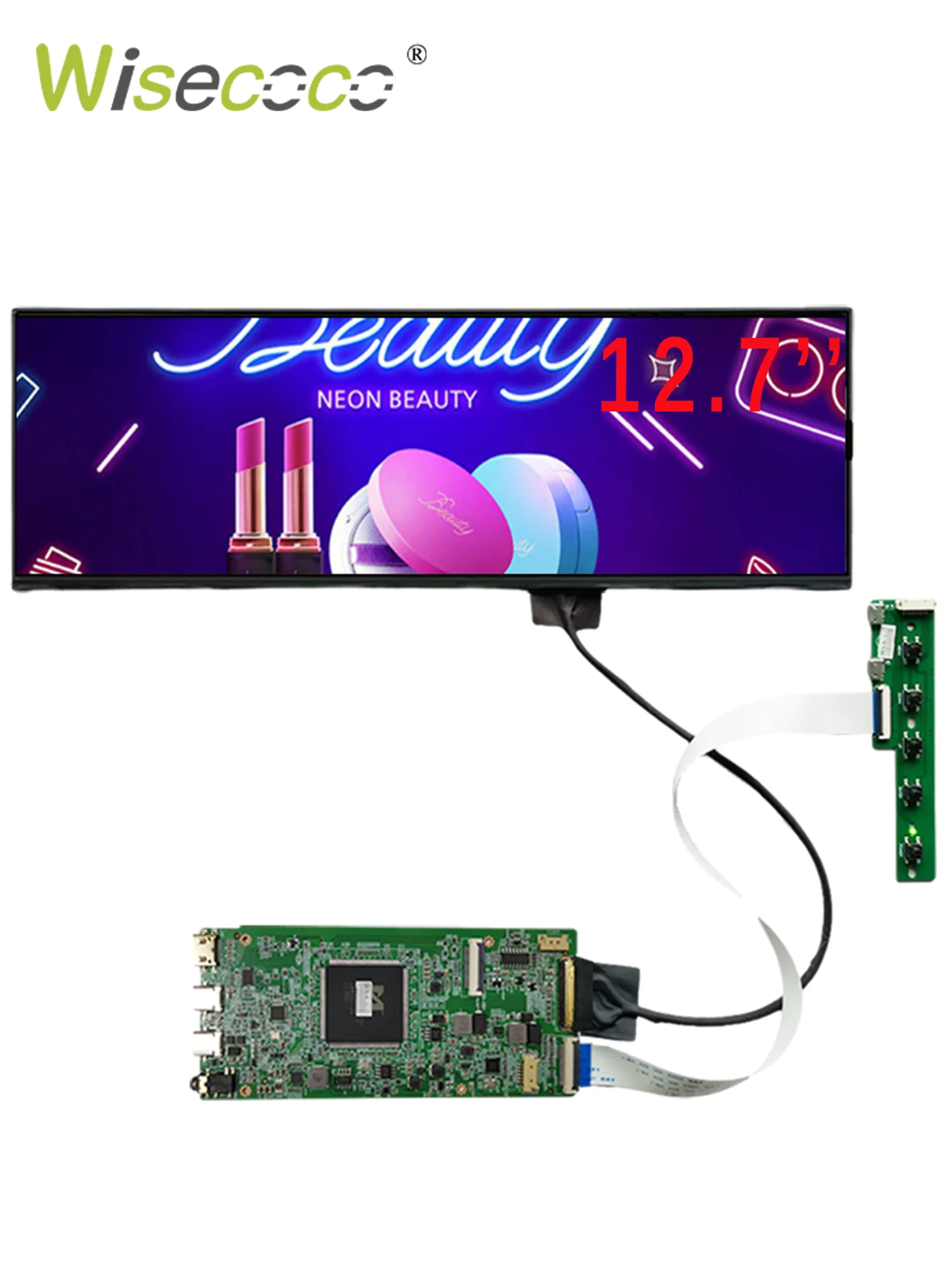 Wisecoco 12.7 Inch lcd 2880x864 IPS Bar Display with Type c HDMI Driver Board LCD Display for PC Sub Secondary Screen AIDA64 DIY