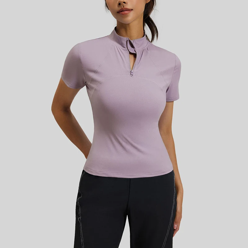 Damen 2-teiliges Yoga-Set Leichtes Atmungsaktives Kurzarm-Yoga-Oberteil Schmal Geschnittene Yoga-Hose Slim Fit Lauf- und Fitness-Sportbekleidung