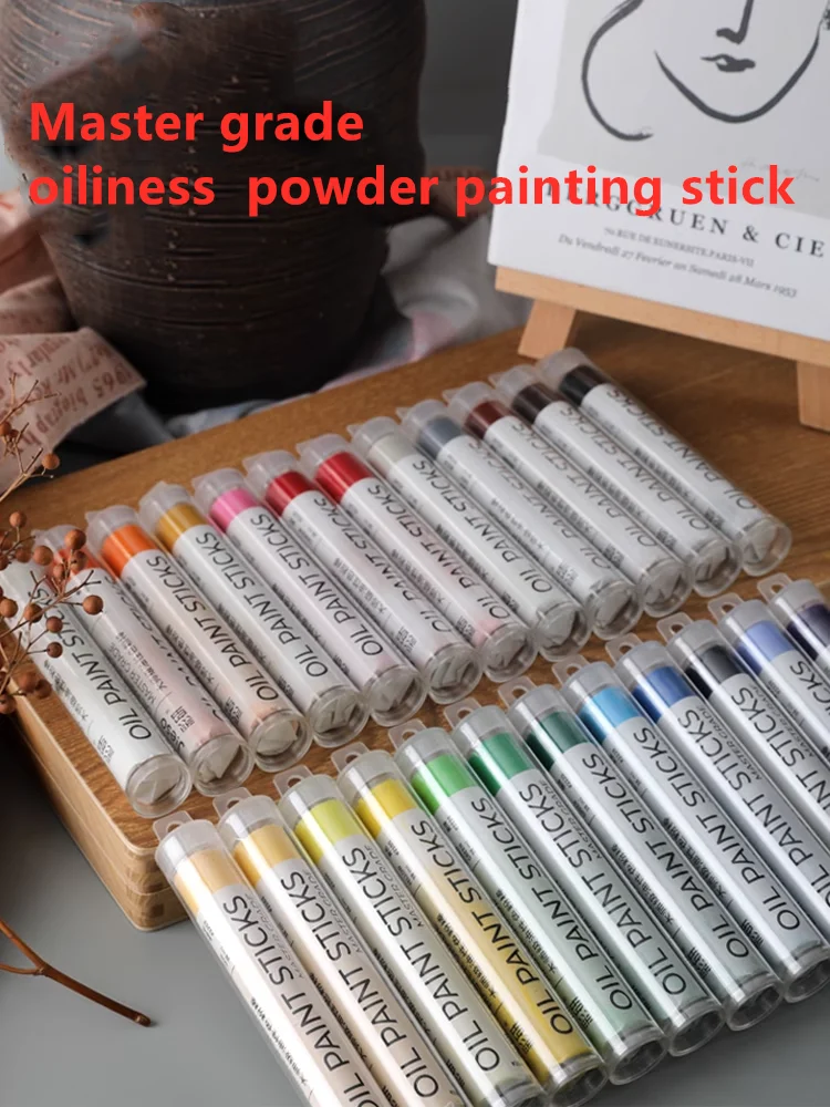 Imagem -01 - Master Level Oil Powder Stick Super Macio Lavável Obras de Arte Pintura Graffiti Giz de Segurança 38ml 24 Cores master level oil powder stick super macio lavavel obras de arte pintura graffiti giz de seguranca 38ml 24 cores 01