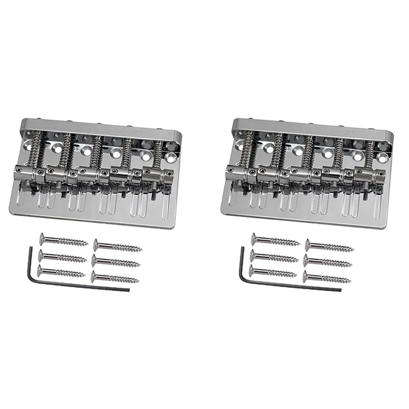 

2X 5 String Thickened Bass Saddle Bridge Pull String Plate For 5 String Electric Bass Guitar Accessories Silver