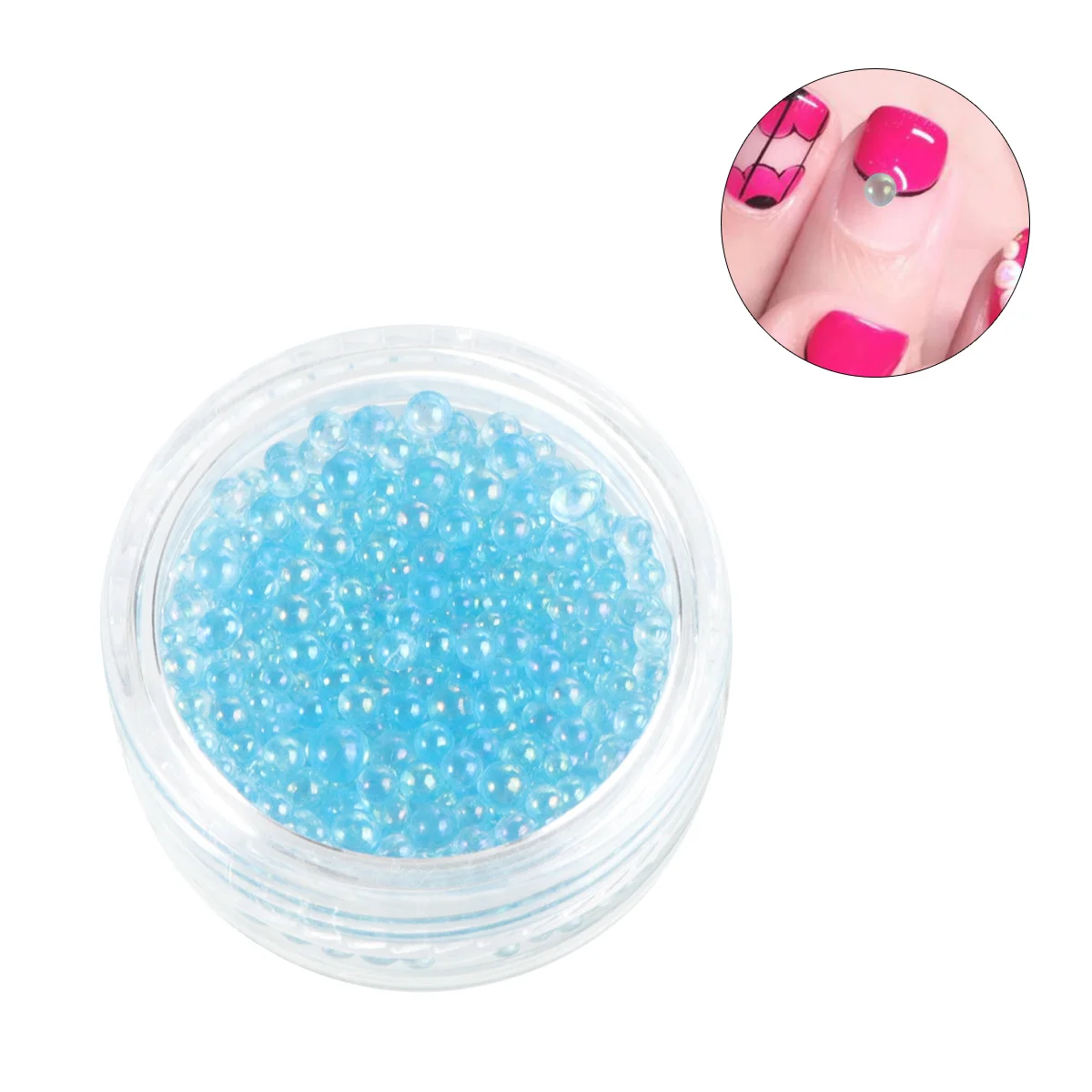 1 กล่องลูกปัดสีรุ้งสำหรับตกแต่งเล็บแก้วไมโครบีดส์ไม่มีรูพรุนอุปกรณ์ทำเล็บ DIY ผู้หญิงสาวน้ำหนักเบาทนทาน