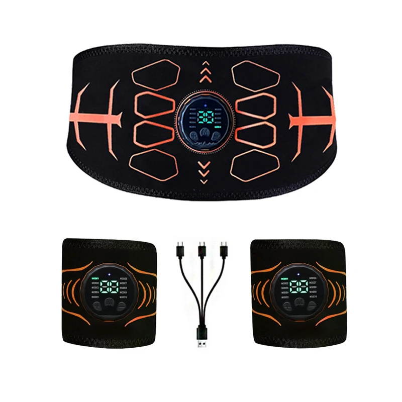 Abdominal Toning Belt Smart Muscle Toner Abs Trainer USB Recharge Body Arm Massage Home Gym Fitness Workout Equipment