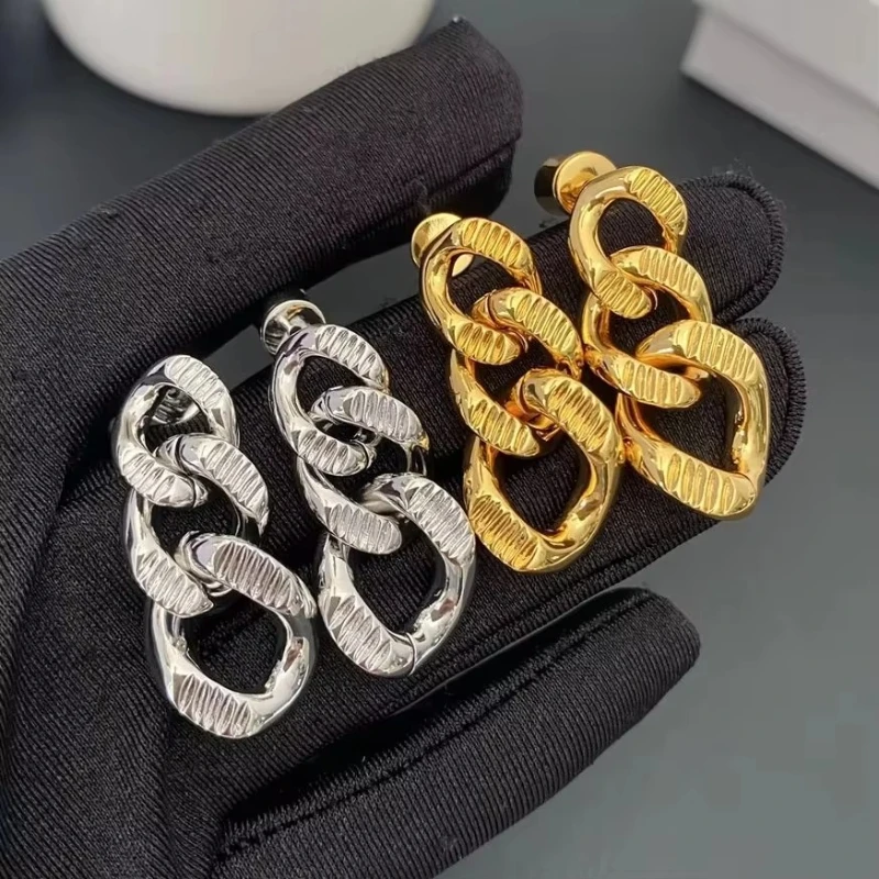 

Europe America Fashion Gold Silver Chain Earrings Woman Designer Jewelry Trend