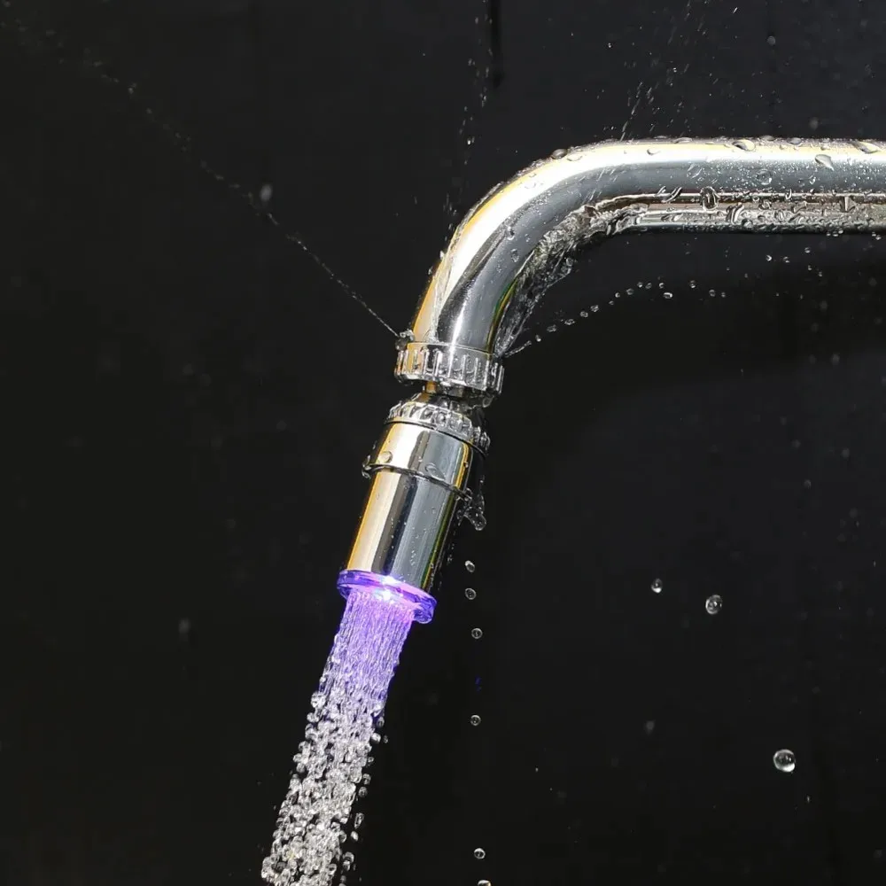 Automatic 7 Colors Changing LED Light for Water Faucet Colorful Luminous Tap Nozzle for Kitchen Bathroom