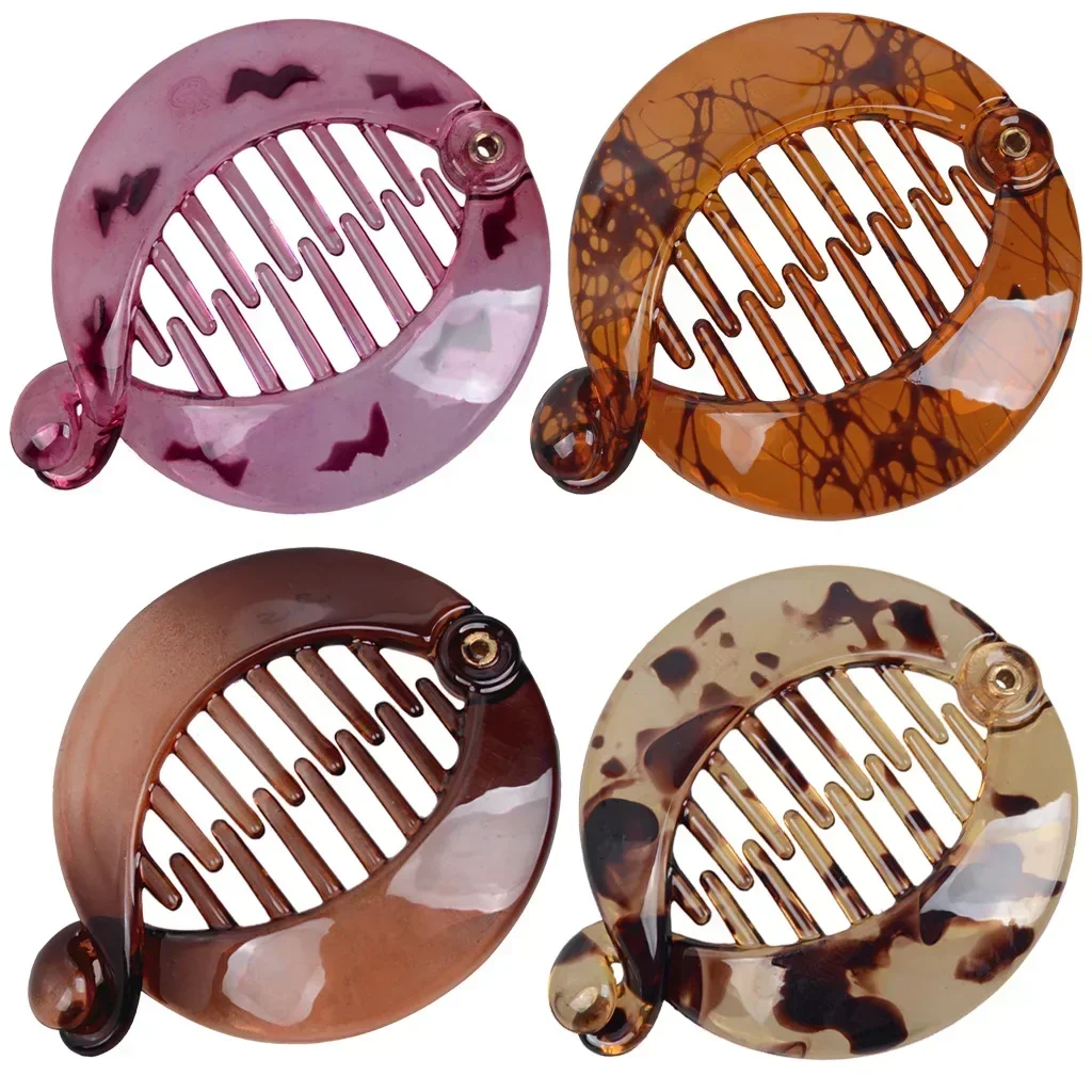 Round Shape Ponytail Clip Women Girls Simple Hair Claw Crab Black Brown Small Ponytail Holder Korean Hair Styling Accessories