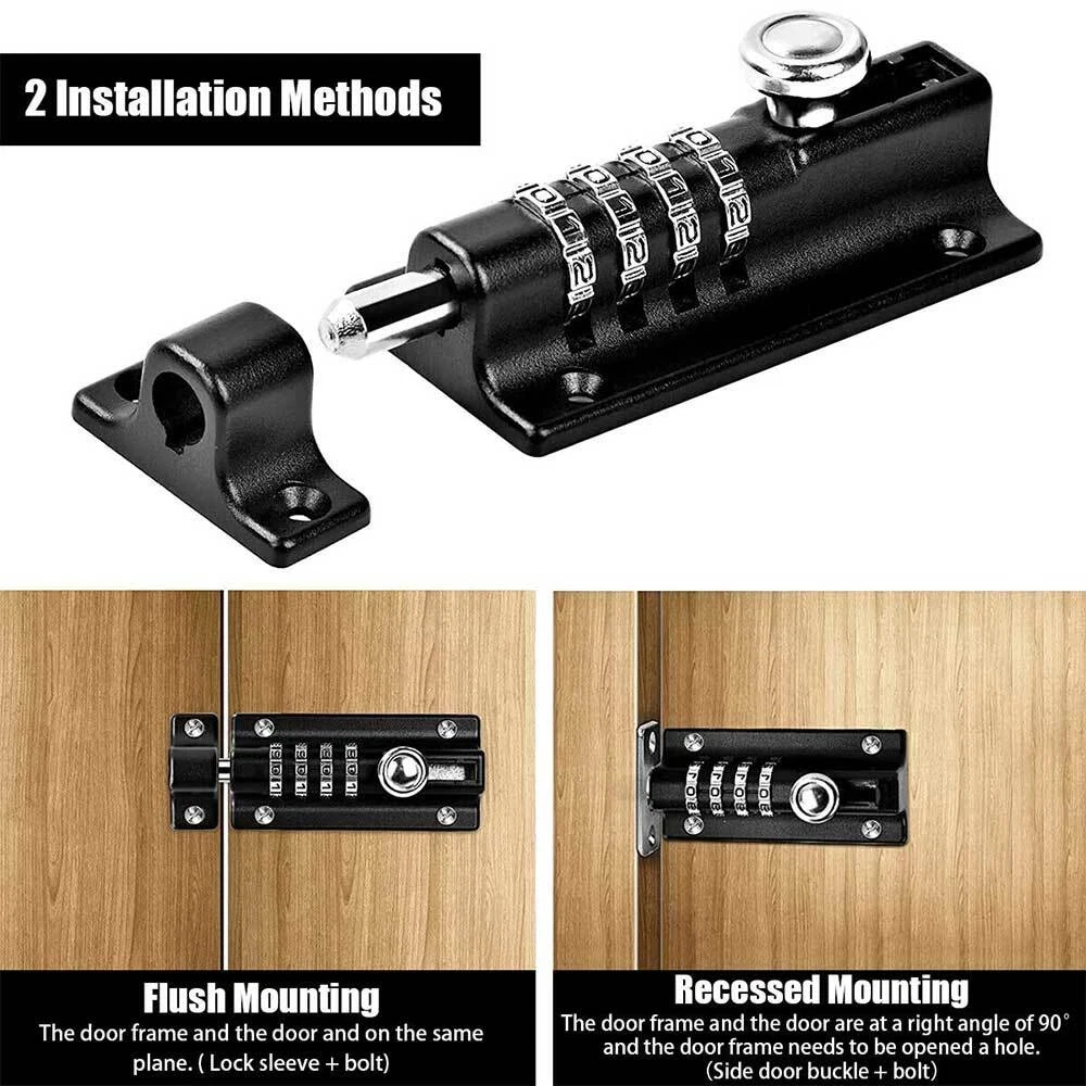 

Sliding Password Bolts Lock Door Latch Anti-Theft Bolt Digital Combination Code Lock Wooden Door Cabinet Lock Security Hardware