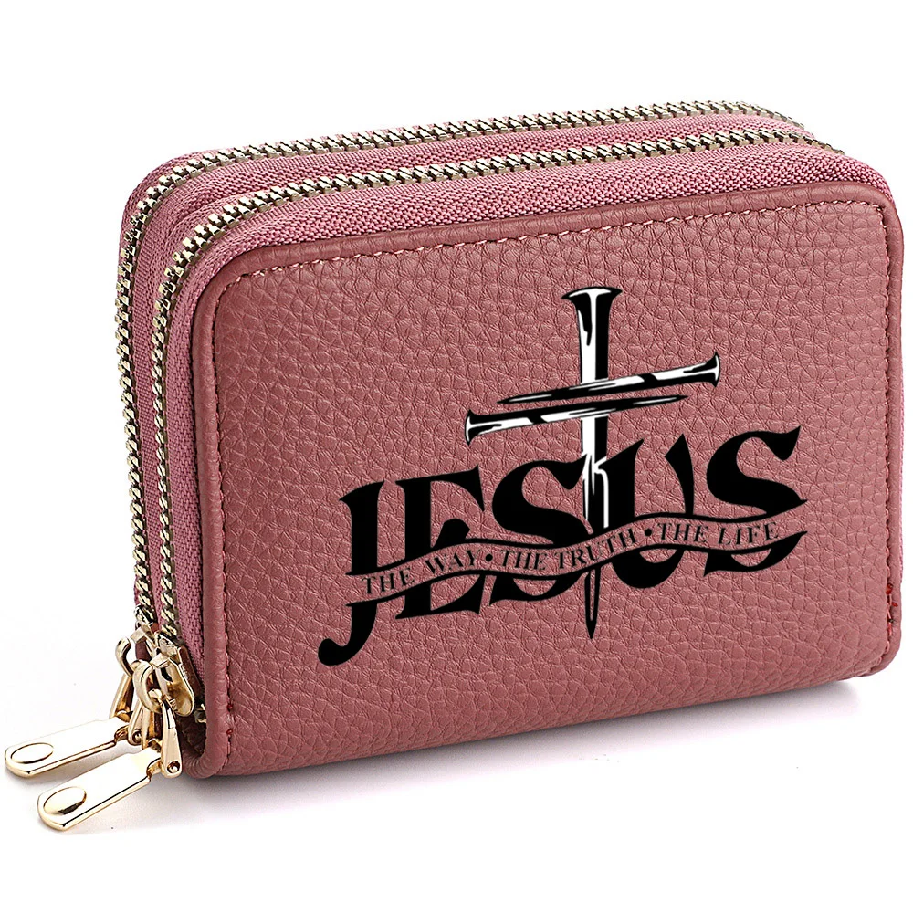 Damen-Geldbörse aus PU-Leder, kurze Münze, Kartenhalter, Jesus-Muster, kleine harte Geldbörse, modische Geldtasche – Detail 13