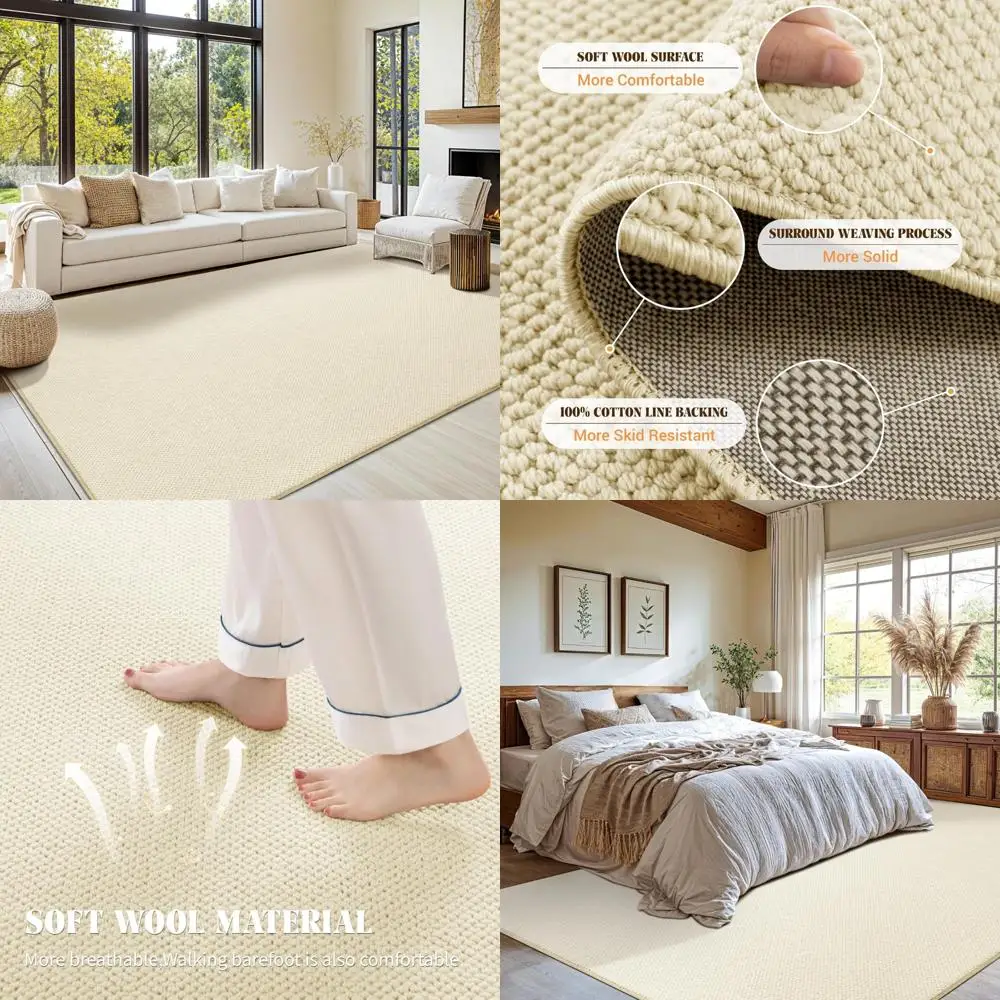 

Shilucheng Blended Wool and Cotton Rug, 4.7x7 Feet, Non-Slip, Suitable for Living Room, Bedroom, and Dining Room