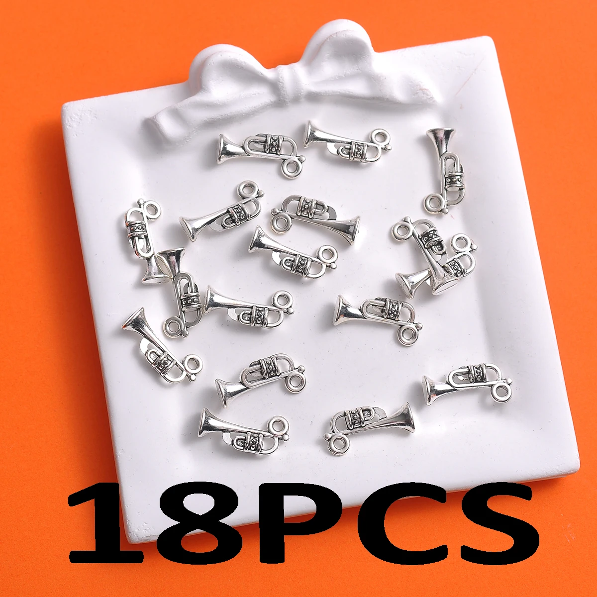 18-Piece Set of Mini Trumpet Pendants, Brass Instrument-Shaped with Three-Dimensional Texture, Suitable for DIY Bracelets, Necklaces, Earrings, and Handmade Beaded Decoration Accessories