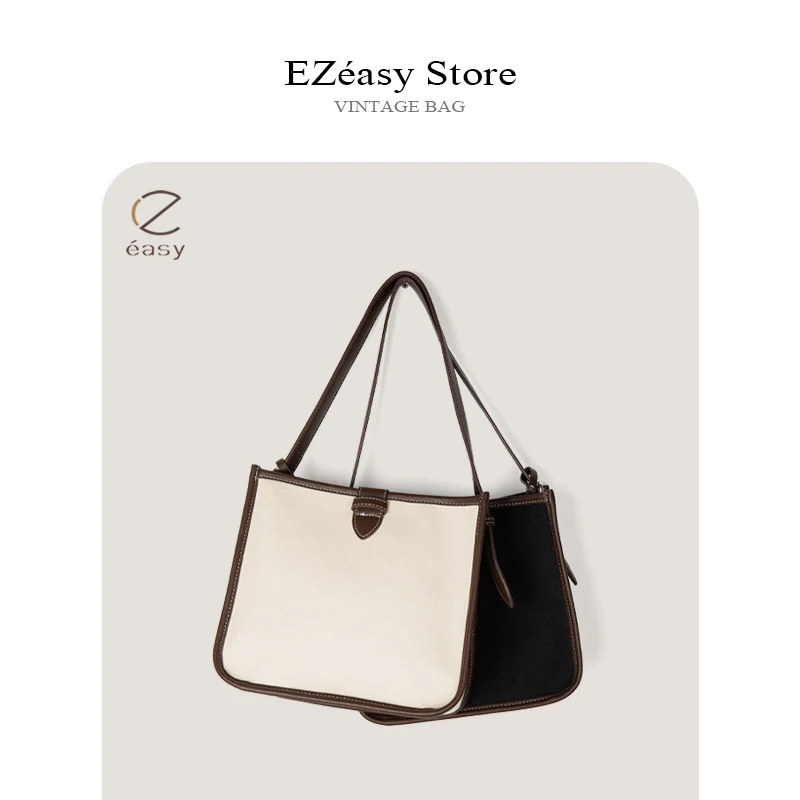 EZeasy Light Luxury Niche Designer Mini Shoulder Armpit Bag Large Capacity Vintage Canvas Handbag Composite Tote Bags for women