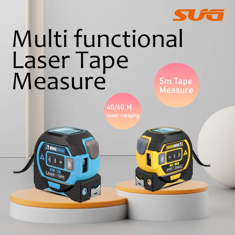 

Лазерная рулетка 3 в 1 | Высокоточный цифровой дальномер + стальная рулетка 1 шт. для дома/мастерской