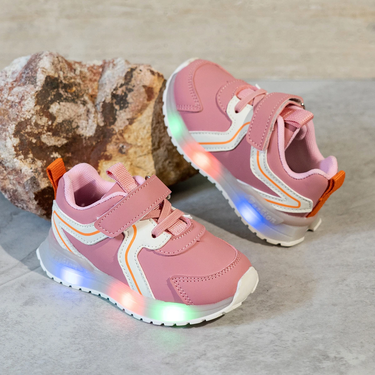 Kids'Casual Shoes PU Leather Led Light Fashion Autumn Shoes For Children Anti-slip Designer Breathable Red Pink Size 21-30