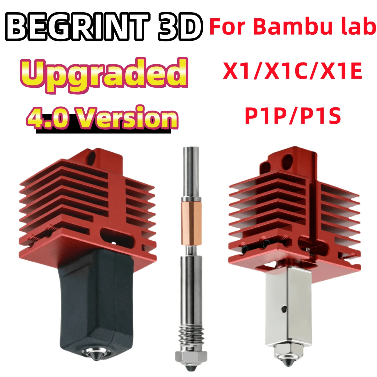 New Hotend For Bambu Lab P1P X1C P1S X1 X1E V4.0 Upgrade Hot end Print Head 3D Printing Parts for bambulab 4.0 Upgrade Hotend