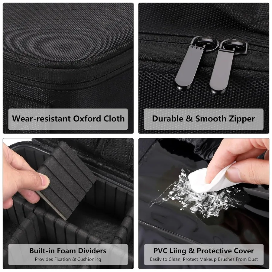 여행용 화장품 가방 여성용 휴대용 화장품 케이스 전문가용 화장품 보관함 조절 가능한 칸막이로 메이크업 수납 가능