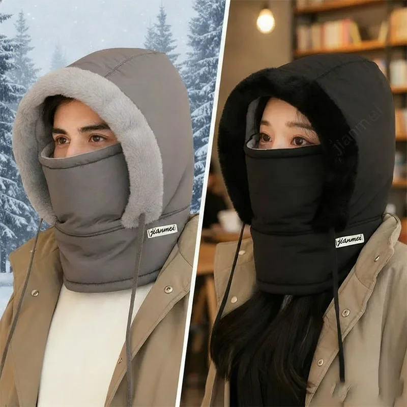 Winter Motorcycle Warm Neck Gaiter Windproof Outdoor Sports Mask Face Balaclava Cotton 3-in-1 Beanies Cap Warm Face Protection