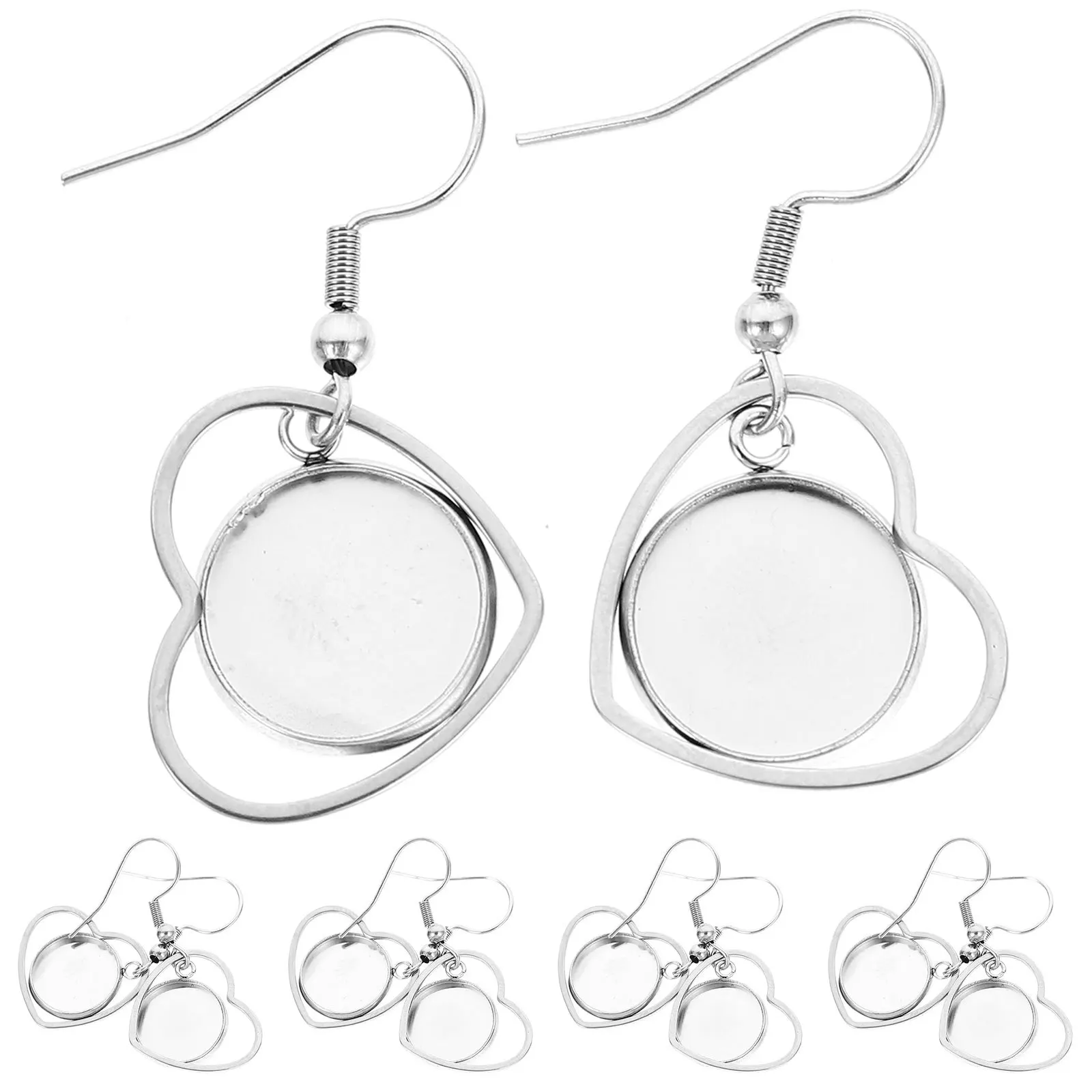 

20pcs Stainless Steel Earring Hooks Bezels For Jewelry Making Diy Earring Blanks Pendant Tray Craft Supplies Finish