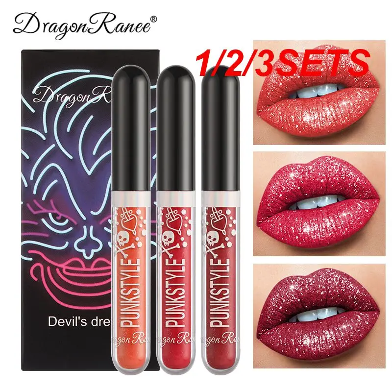 1/2/3Sets Glamoureuze Duivel 'S Droom Zwarte Lippenstift Met Shimmer Zwarte Lippenstift Halloween Make-Up Betoverende Halloween