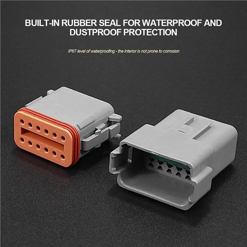2 Sets Of 12-Pin DT Series Male And Female Connectors (Pre-Wired), Suitable For Automotive Electrical Wiring