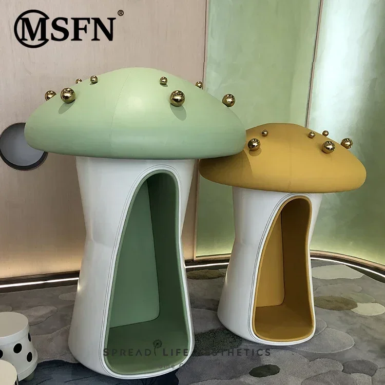 Light Luxury Design Creative Art Mushroom Children's Cabinet Low Stool Bedroom Living - view 2