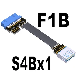 USB3.0 Flat Extension Cable Dual Type A Interface To Internal 19/20P 2x USB 3.0 USB-A Ports Data Adapter Cable With Screw Hole