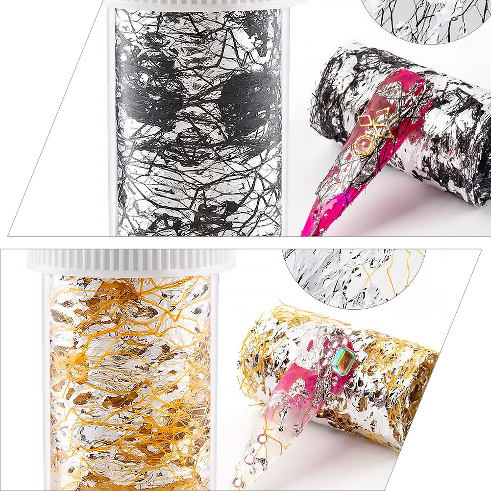 10Pcs Mesh Foil Nail Art Stickers Assorted Colors Sparkling Self Adhesive Manicure Decals Decoration