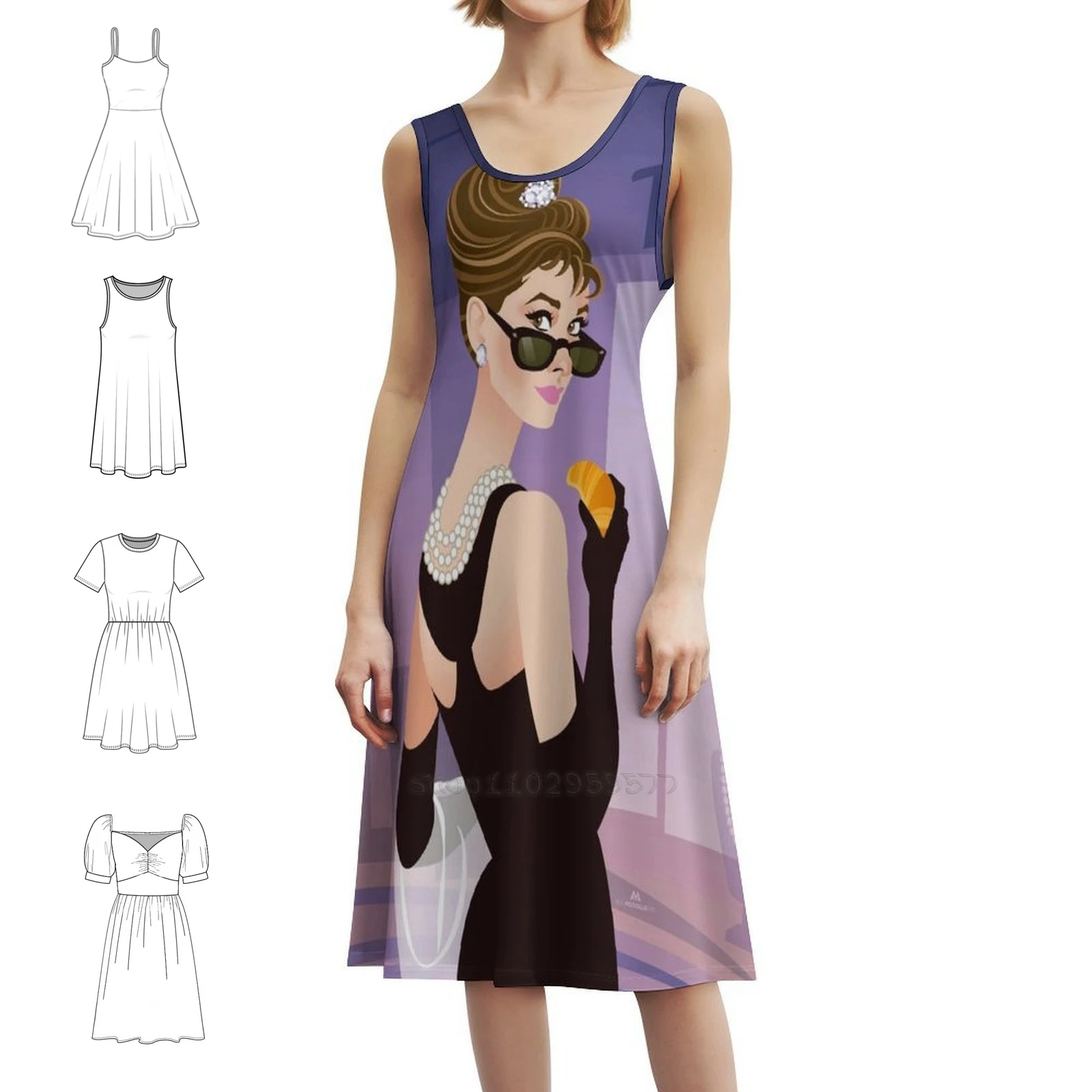 

Богемное платье без рукавов для завтрака с несколькими принтами, пляжное платье для отдыха и вечеринки, Alejandro Mogollo Art Alemogolloart, женская одежда