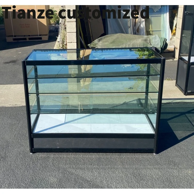 

Customized-48 ''led glass counter aluminum frame smoke shop showcase retail