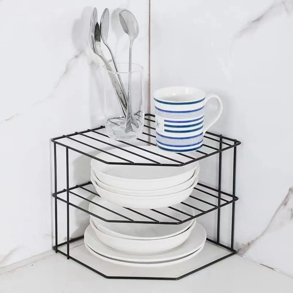 Black/White Seasoning Corner Shelving Portable Non Punching Iron Sink Storage Rack Removable Sundries Organizer Rack Kitchen