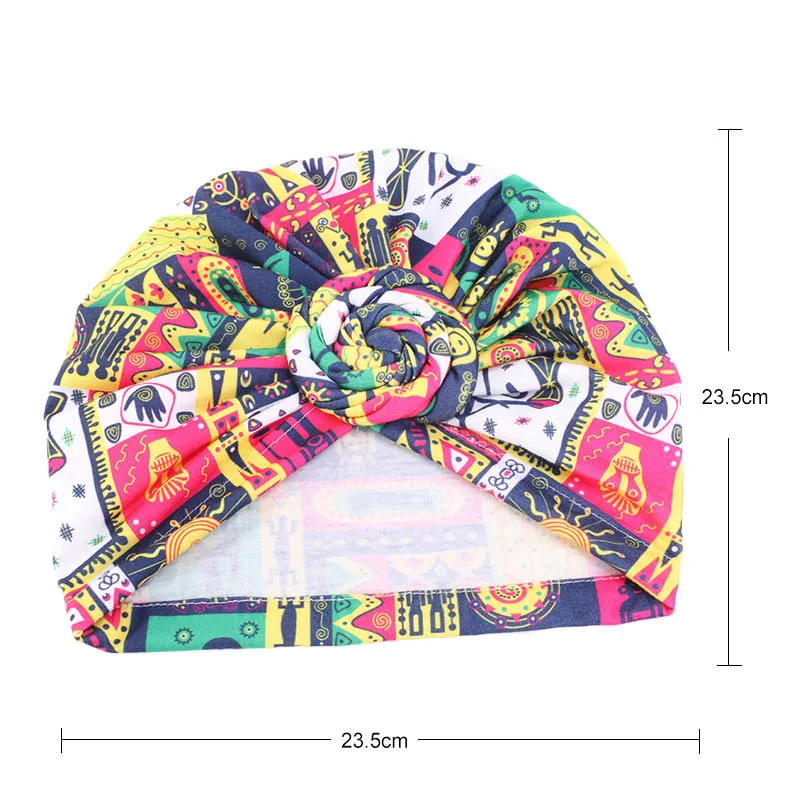 New African Print Pleated Turban Floral Beanie Pre Tied Front Knot Elastic Head Wrap Elegant Women Chemo Cap Bandana Headwear