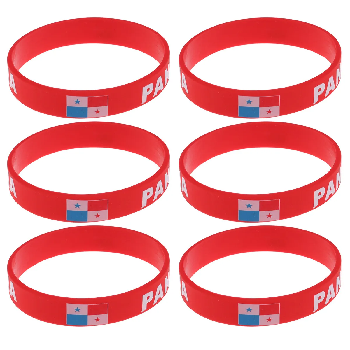 Panama Flag Silicone Wristbands 6pcs – Comfortable Sports Cheer Bracelets for Soccer Matches