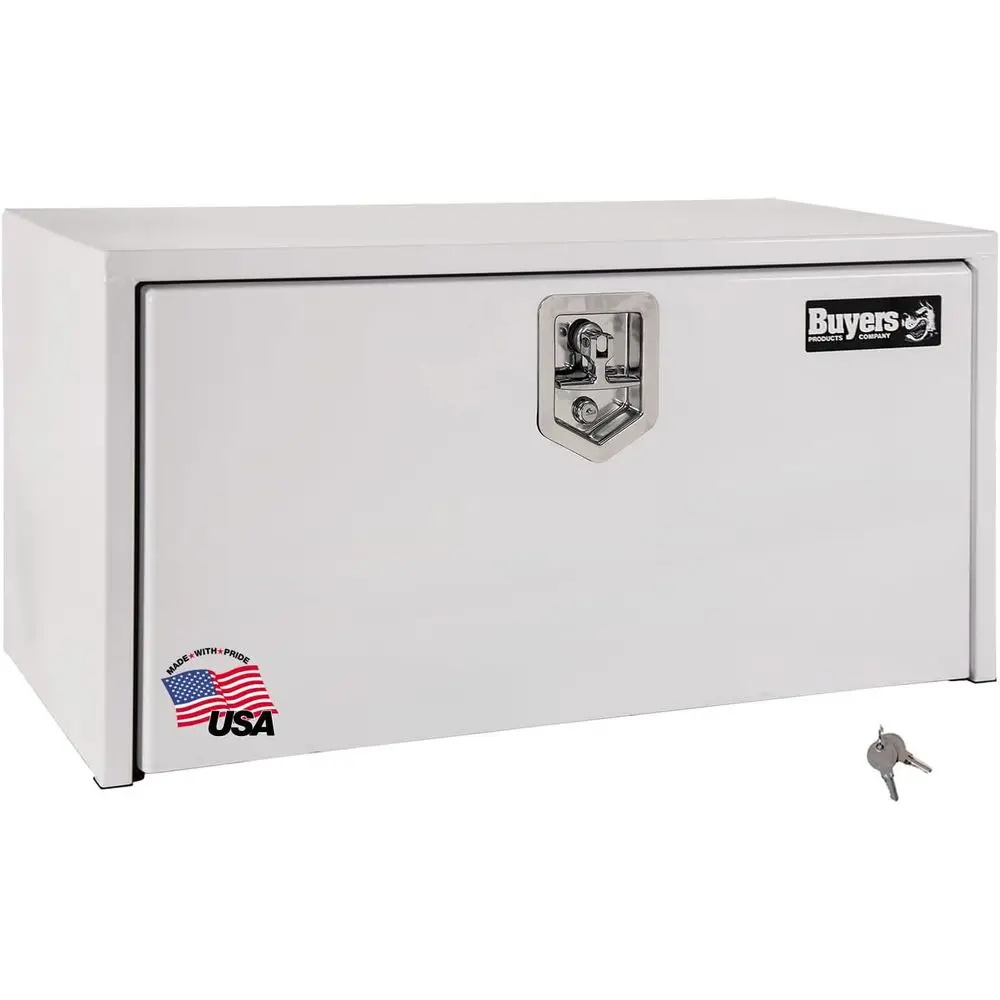 

White Steel Underbody Truck Tool Box, 14x16x24, Made in USA, 14 Ga Steel, Locking Stainless, Weather-Resistant, Powder-Coated