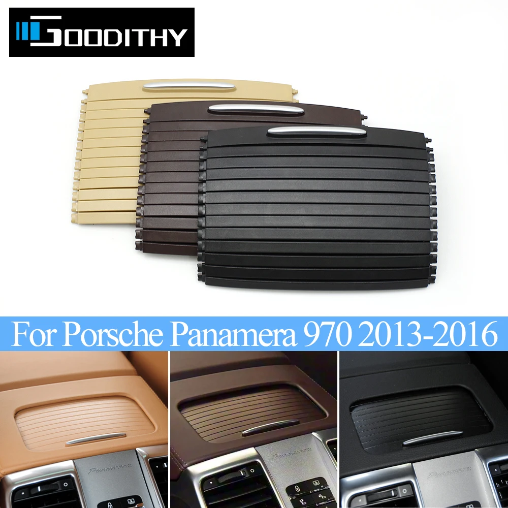 

970 Car Front Armrest Box Water Cup Holder Sliding Shutter Roller Blind Cover Trim For Porsche Panamera Executive 2013-2016