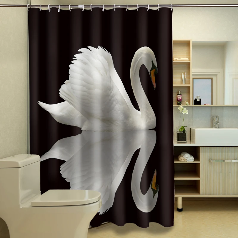 

Занавески для душа с узором Bonny Swans, занавеска для ванной комнаты, удобная утолщенная водонепроницаемая и устойчивая к плесени утолщенная занавеска для ванны