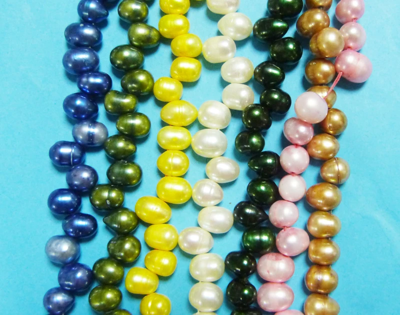 

7PCS Mixed color DANCING TEARDROP FRESHWATER PEARL BEADS 8-9MM 15"