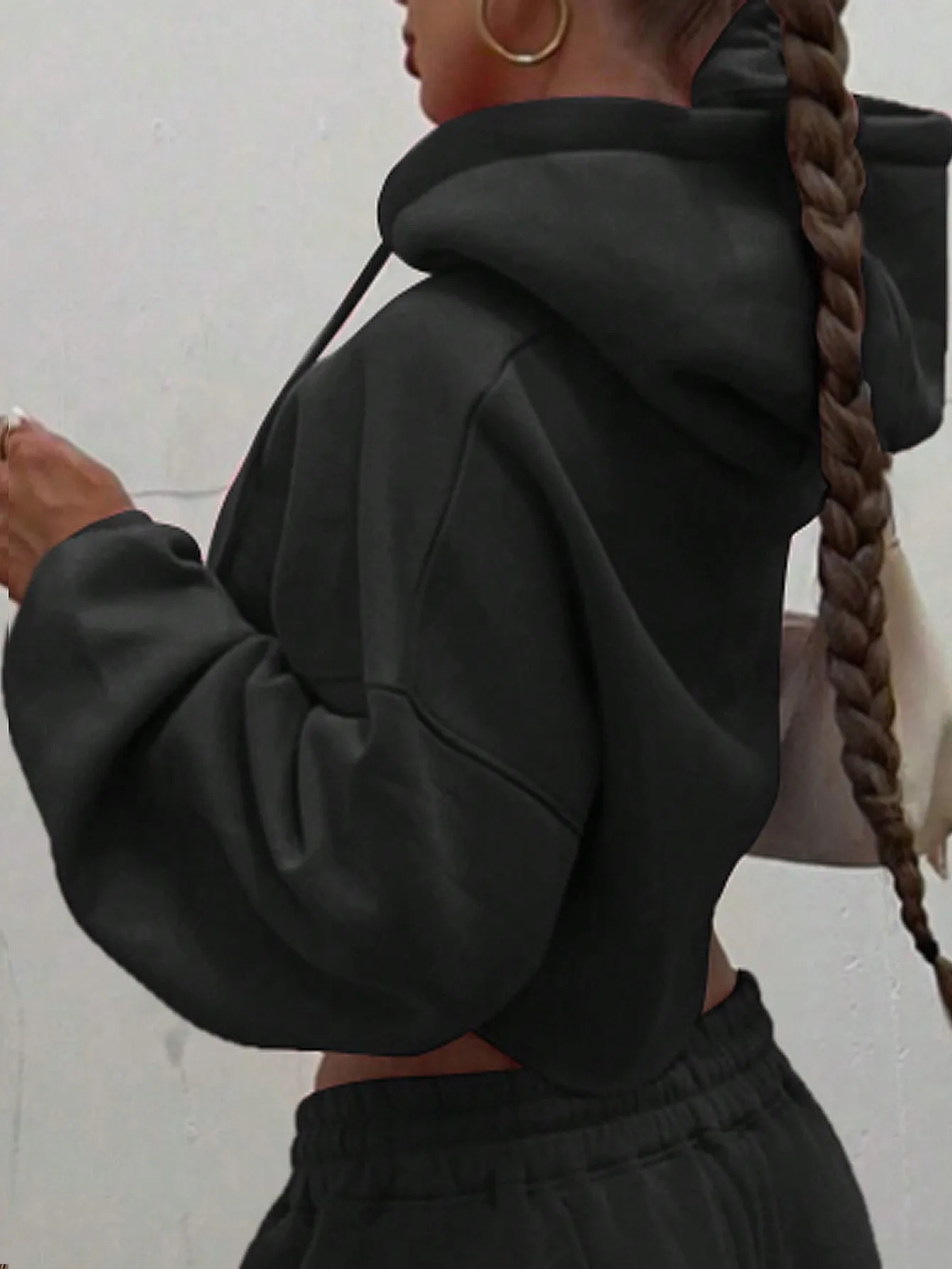 Conjunto de Sudadera Corta con Cierre y Pantalones Deportivos Anchos para Mujer, para Uso Casual