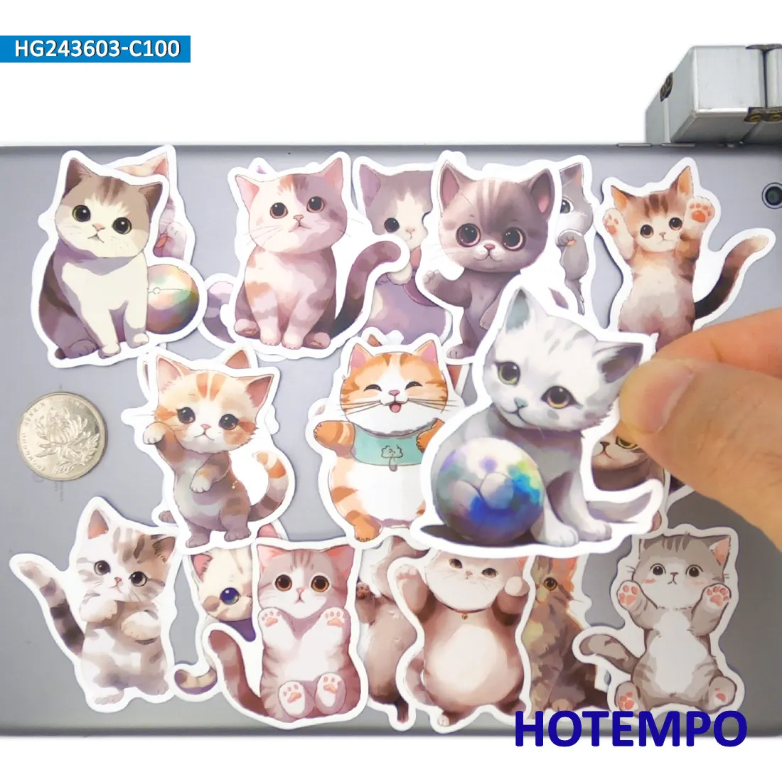 Cat Stickers, Watercolor Painting Art Graffiti, Cute Pets Cartoon Animals, for DIY Creative Decoration, Funny Sticker, 50/100PCS