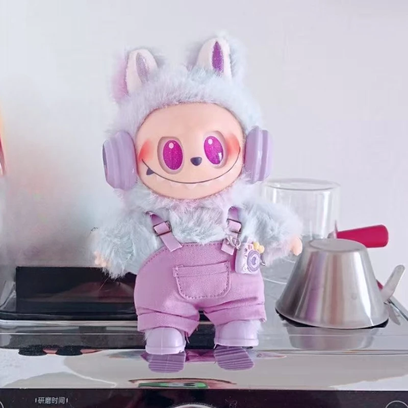 

Для 15/17 см одежда Labubu Macaron модный наряд погоны брюки наушники фотоаппараты обувь Labubu 3,0 DIY подарочные аксессуары