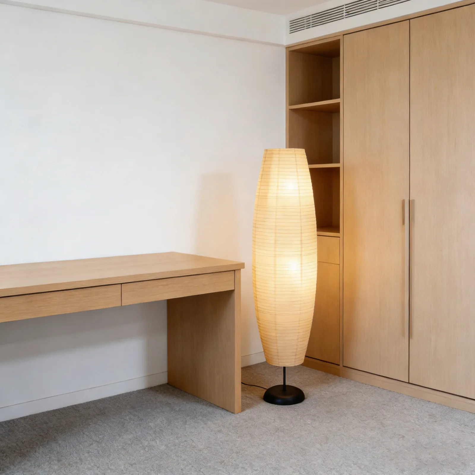 Japanese Style Floor Lamp Shade 36.6 Inch Foldable Paper Lantern Replacement Tall Column Drum Shape Gentle Light Diffusion