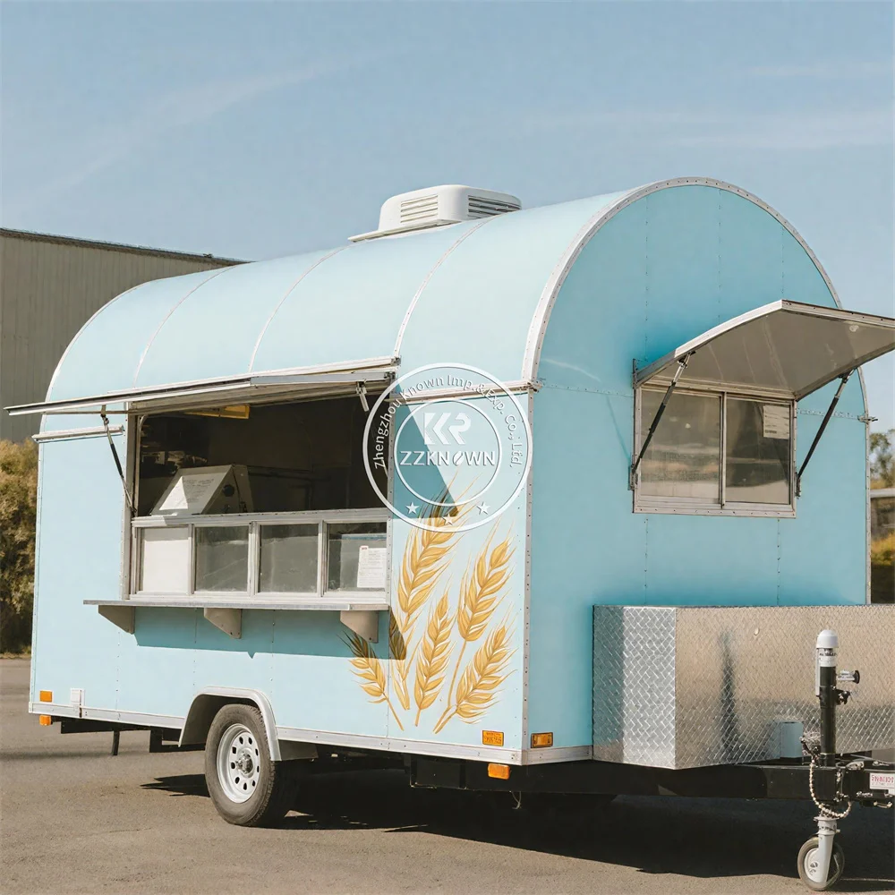 

Customized Street Ice Cream Cart Stainless Steel Food Truck Foodtruck Fully Equipped Mobile Food Trailer With Full Kitchen