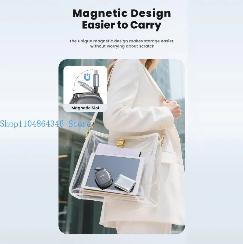652F USB C to USB C Charging Cable, 100W Fast Cord with Pull Back Storage, 1M Travel Cable for Phones Tablets Laptops