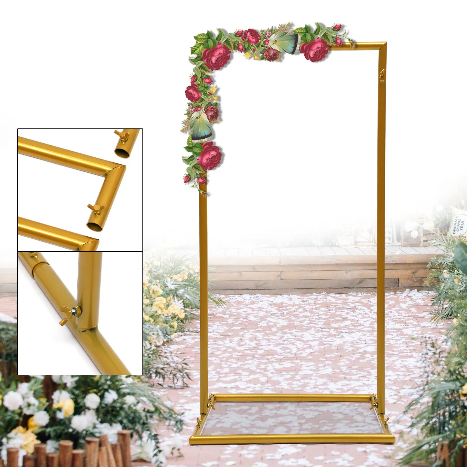 

Wedding Metal Archway Flower Swags Decorative Stand Party Ballon Decor Rack Rectangle for Birthday Party Event Decor 1m*0.5m