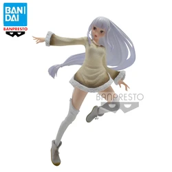 In 100% 100% Original Bandai Banpresto Re:Zero Emilia 22cm Winter Clothes Anime Figure Collection Kids Toy Kawaii Adult Gift