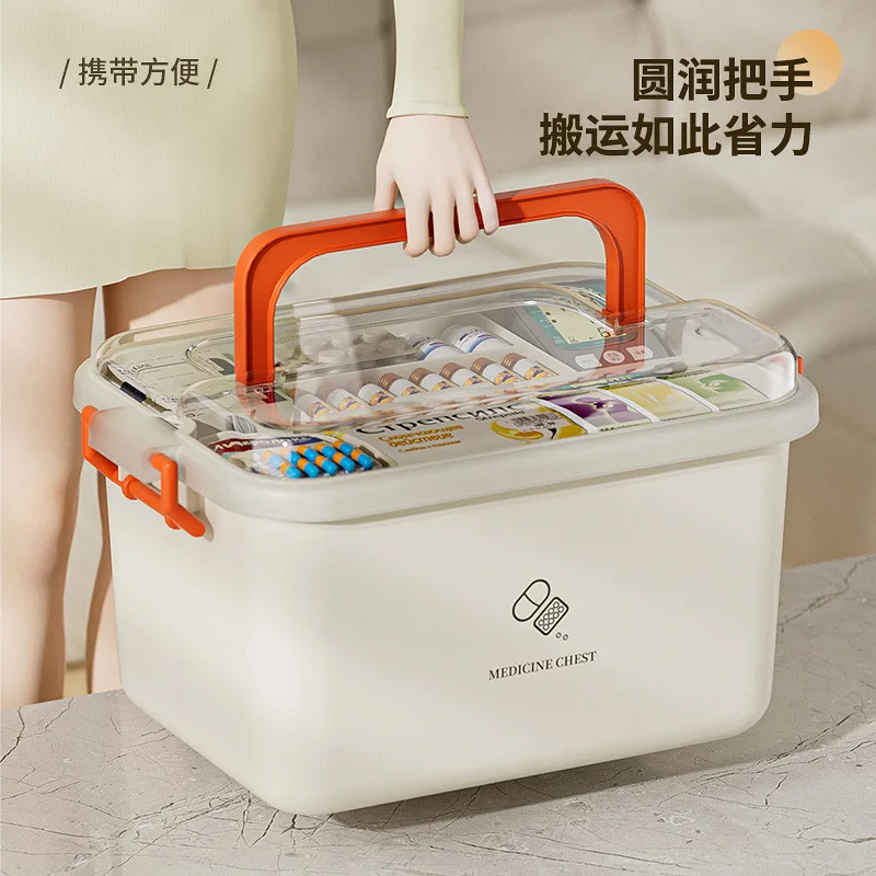 صندوق تخزين الأدوية البلاستيكية ذو الطبقة المنزلية، متعدد الوظائف، مجموعة الإسعافات الأولية المحمولة، كبيرة الحجم #5